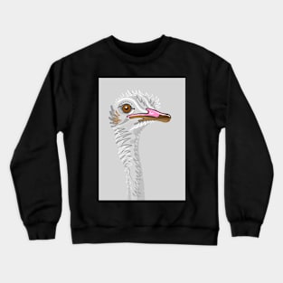 Ostrich Portrait On Grey Crewneck Sweatshirt